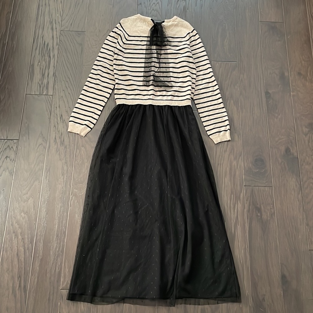 Red Valentino Wool Sweater Black Lace Maxi Dress - Picture 2 of 12